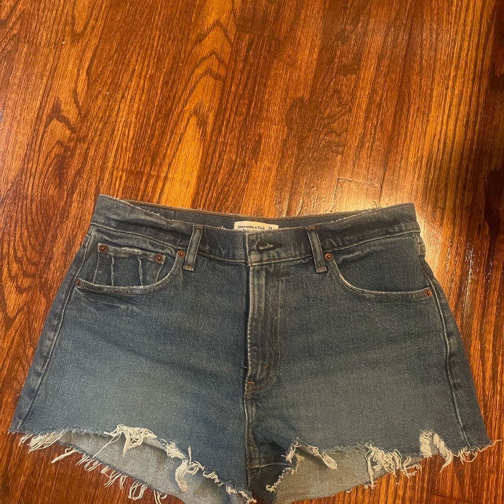Abercrombie & Fitch Blue Jean Shorts Distressed Cutoff